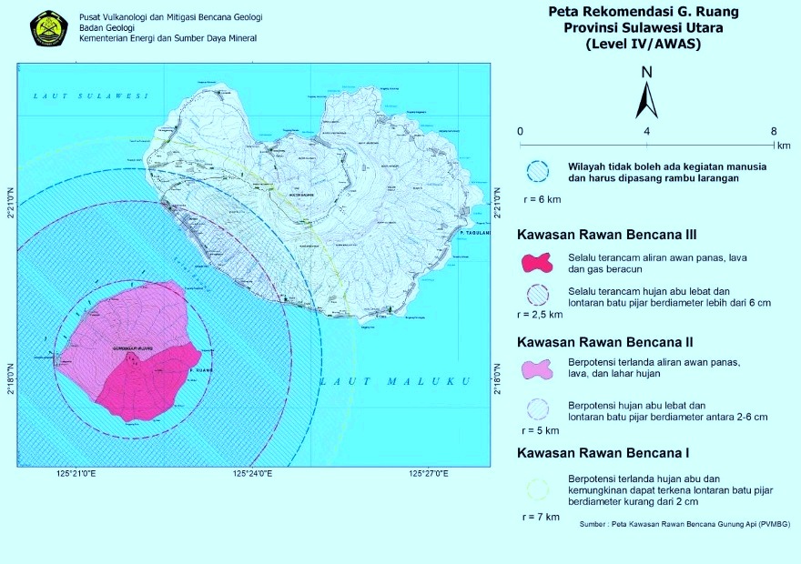 Laporan Evaluasi Aktivitas Gunung Ruang Sulawesi Utara, Erupsi Disertai Gemuruh dan Dentuman