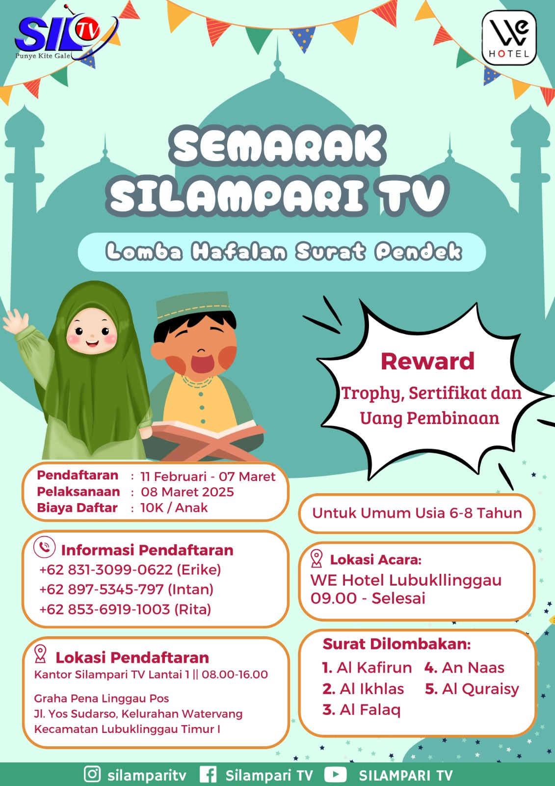 Silampari TV Hadirkan Lomba Hafalan Surat Pendek, Raih Trophy dan Uang Pembinaan!