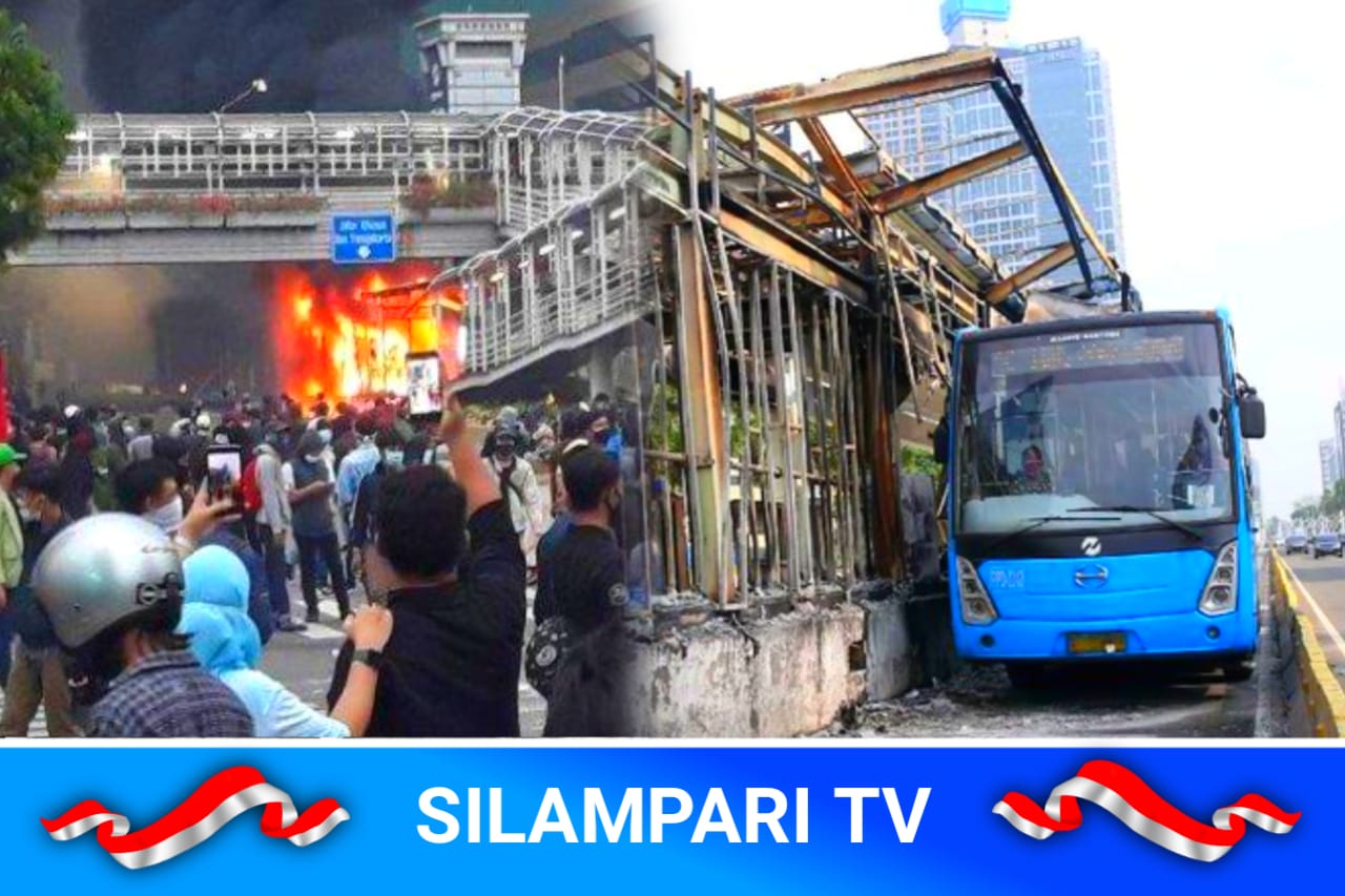 Demo Jakarta Berujung Anarkis, 7 Halte TransJakarta Dibakar dan Dirusak.