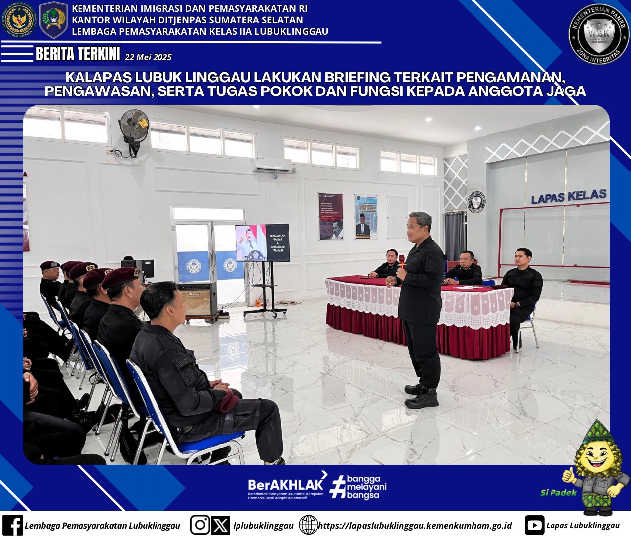 Kalapas Lubuklinggau Gelar Briefing Komprehensif untuk Petugas Jaga