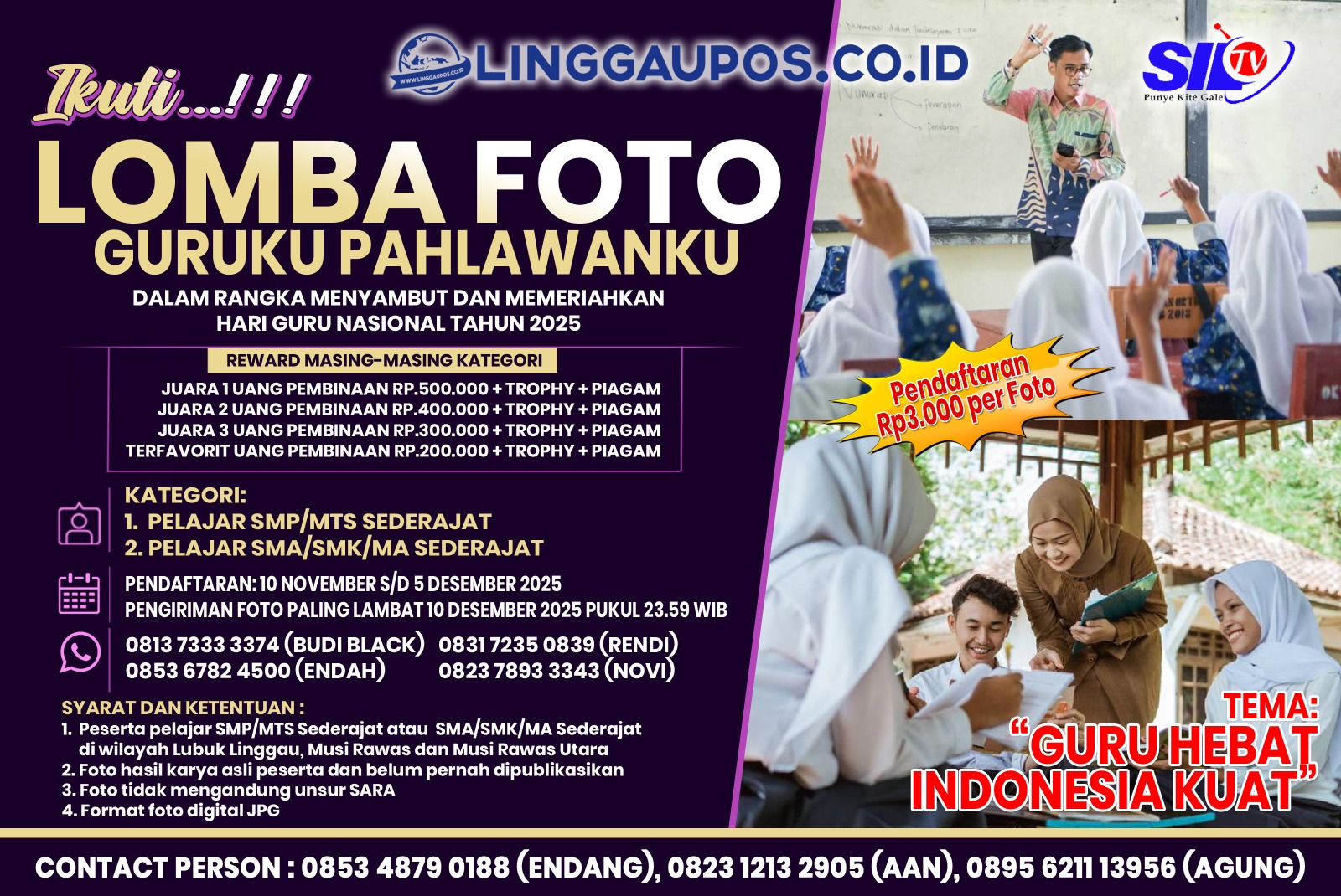Ayo Ikuti Lomba Foto Guruku Pahlawanku Dalam Rangka Hari Guru Nasional 2025, Berikut Cara Daftarnya!