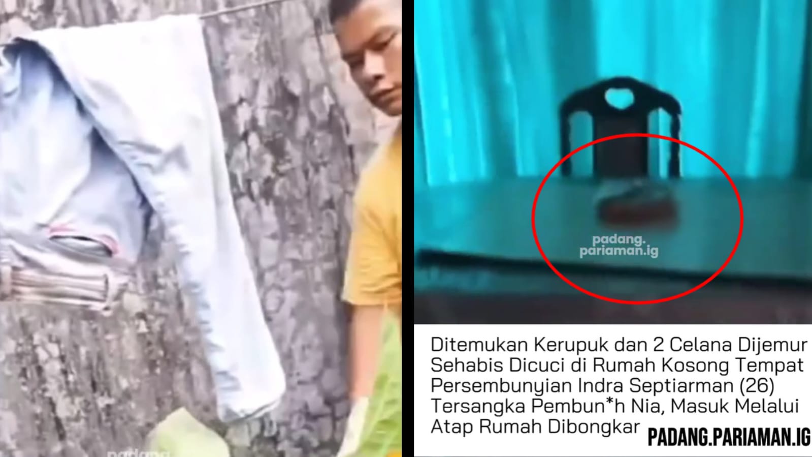 Warga Temukan Satu Plastik Kerupuk dan Dua Helai Celana Dijemur usai Dicuci di Belakang Rumah Kosong