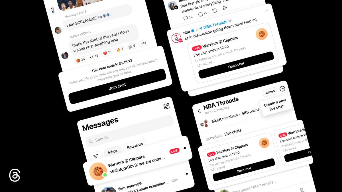 Threads Hadirkan Fitur Live Chats, Pengguna Bisa Diskusi Real-Time Saat Event Berlangsung