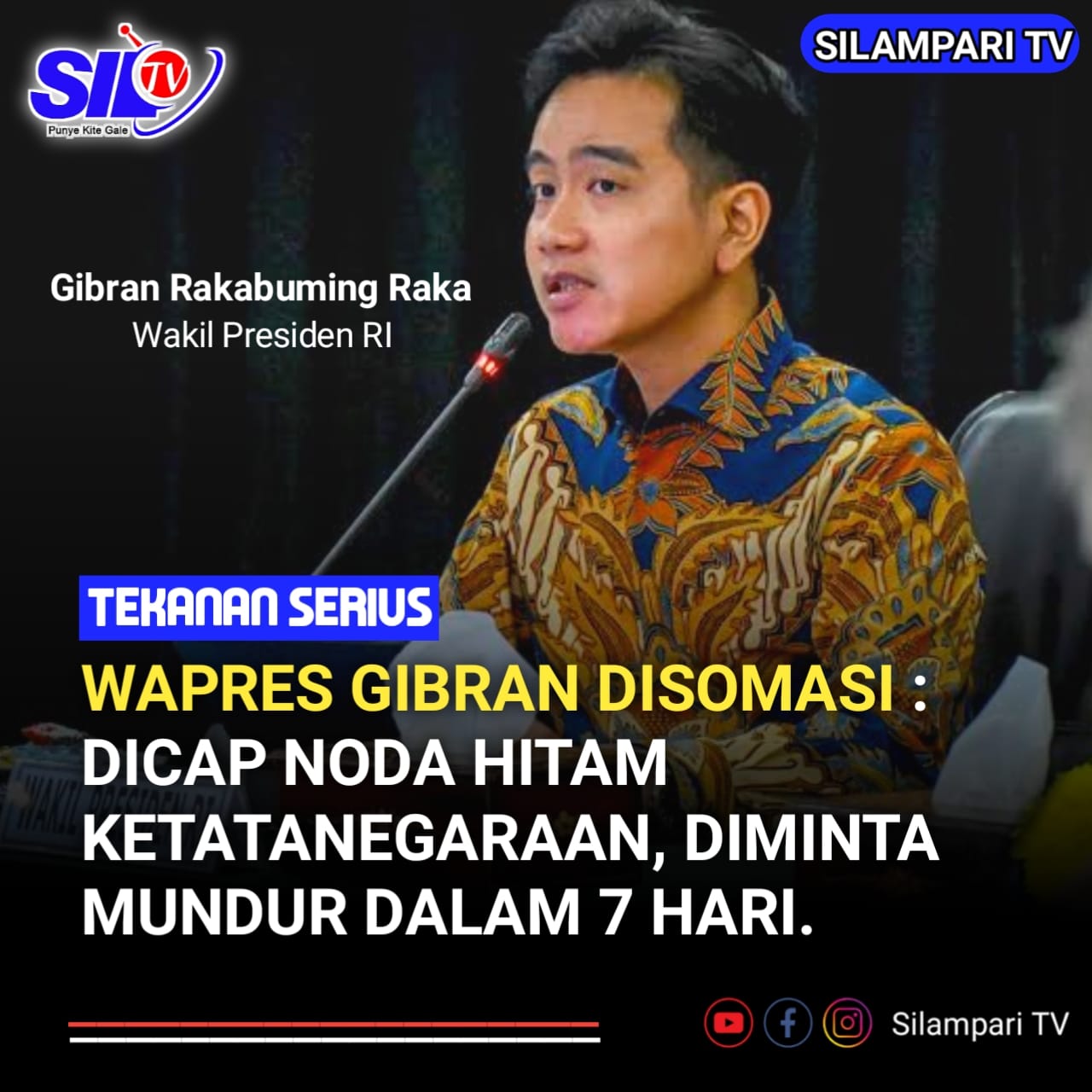 Wapres Gibran Disomasi: Dicap Noda Hitam Ketatanegaraan, Diminta Mundur Dalam 7 Hari