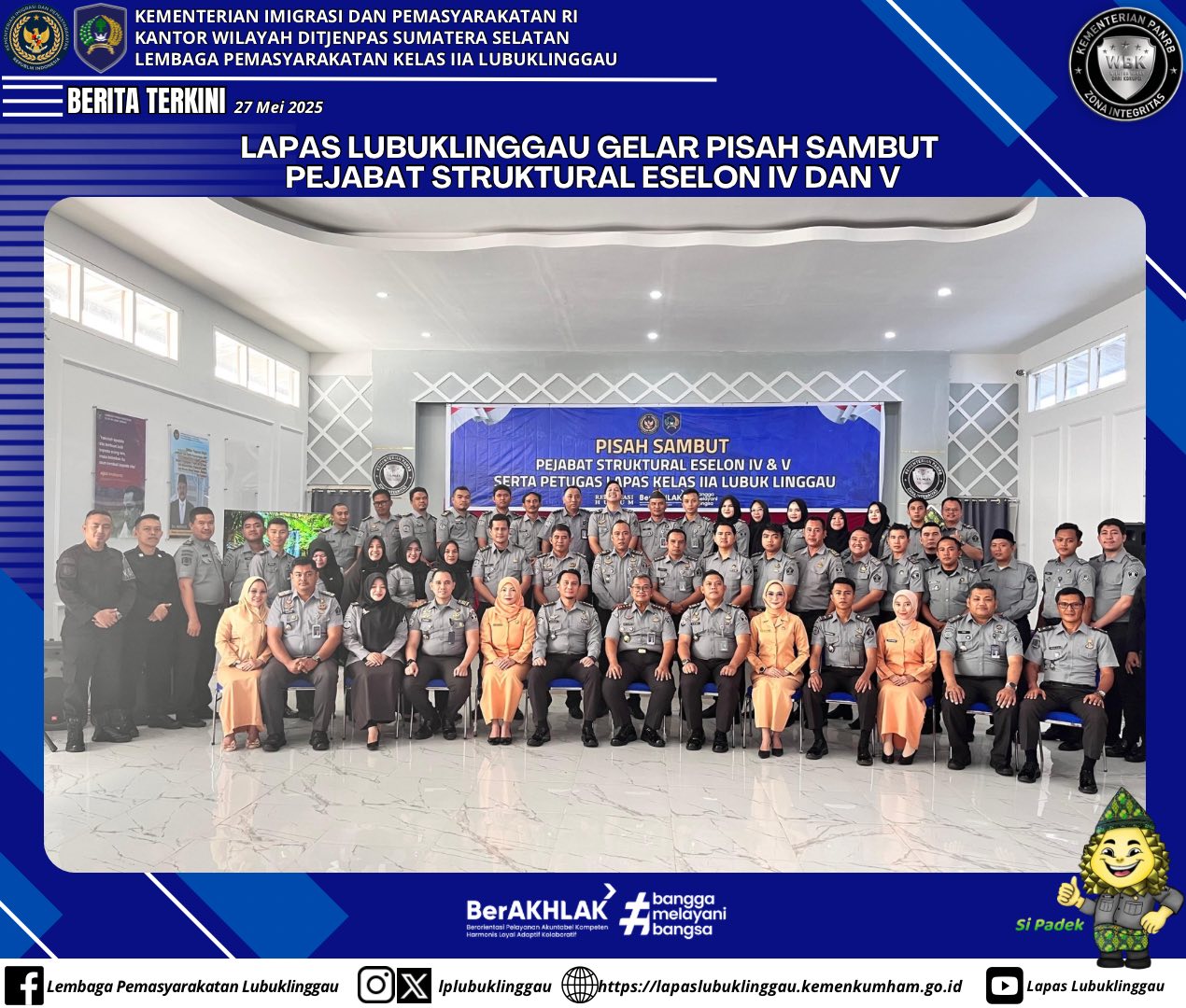 Lapas Lubuklinggau Gelar Pisah Sambut Pejabat Struktural Eselon IV & V