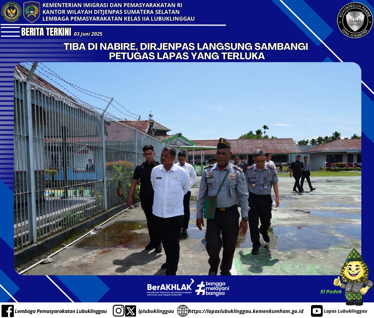 Dirjenpas Sambangi Petugas Lapas Nabire yang Terluka usai Diterobos Warga Binaan