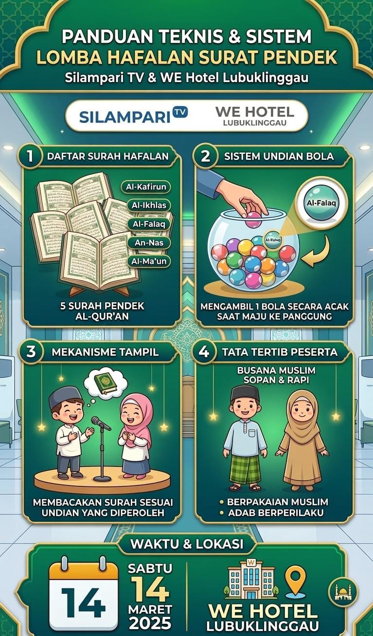 Silampari TV & WE Hotel Lubuklinggau Gelar Lomba Hafalan Surat Pendek, Ini Teknis Perlombaannya!