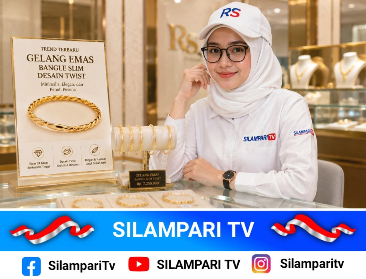 Gelang Emas Bangle Slim Model Twist, Pilihan Perhiasan Minimalis yang Tetap Mewah