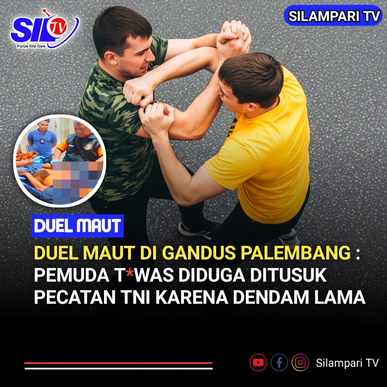 Duel Maut di Gandus Palembang: Pemuda Tewas Diduga Ditusuk Pecatan TNI Karena Dendam Lama