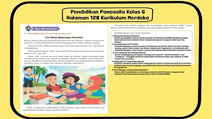 Kunci Jawaban Pendidikan Pancasila Kelas 6 SD Halaman 128 Kurikulum Merdeka, Pesan Cerita  Daerah