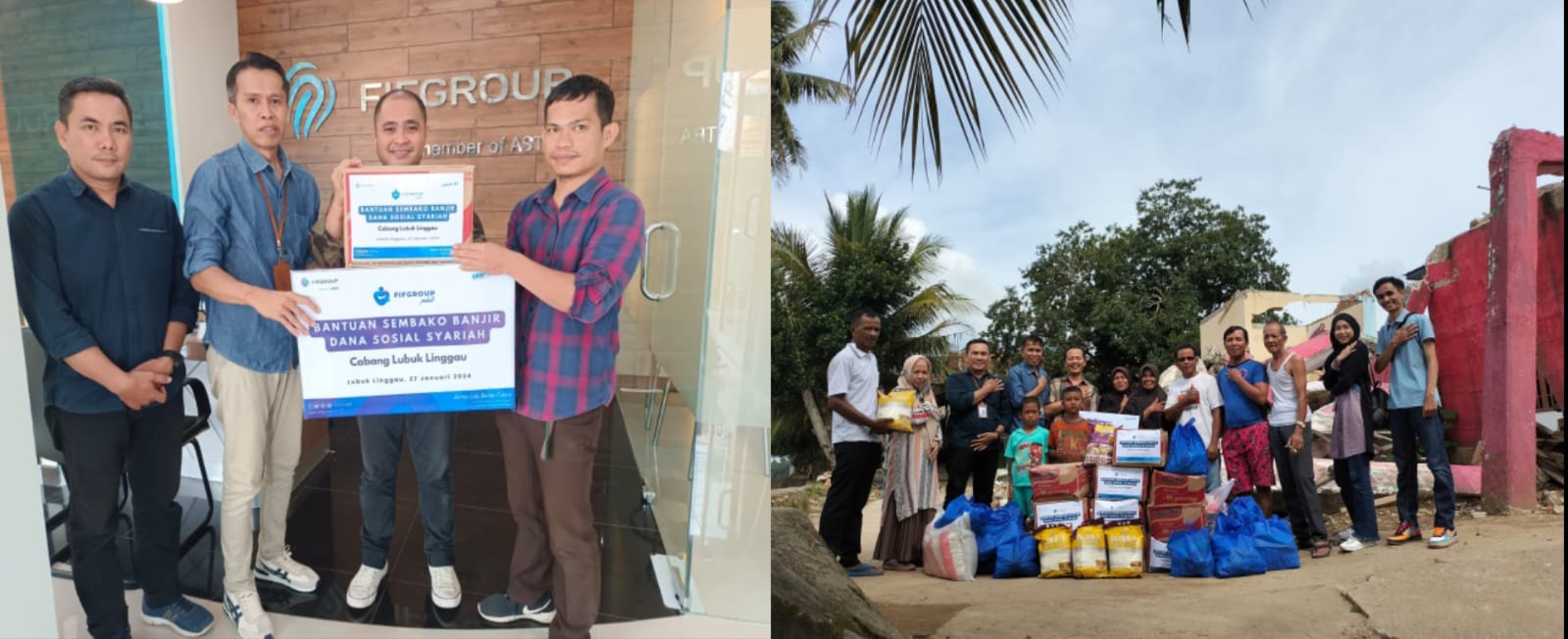 FIFGROUP Lubuk Linggau serahkan Paket Sembako Untuk Korban Banjir di Dua Lokasi di Kabupaten Musi Rawas Utara