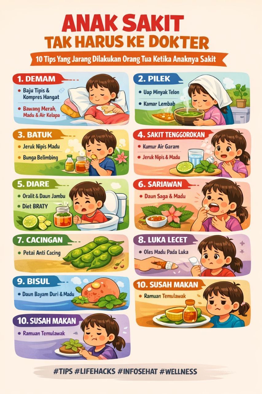 Anak Sakit Tak Selalu Harus ke Dokter, Ini 10 Tips Alami yang Bisa Dicoba di Rumah