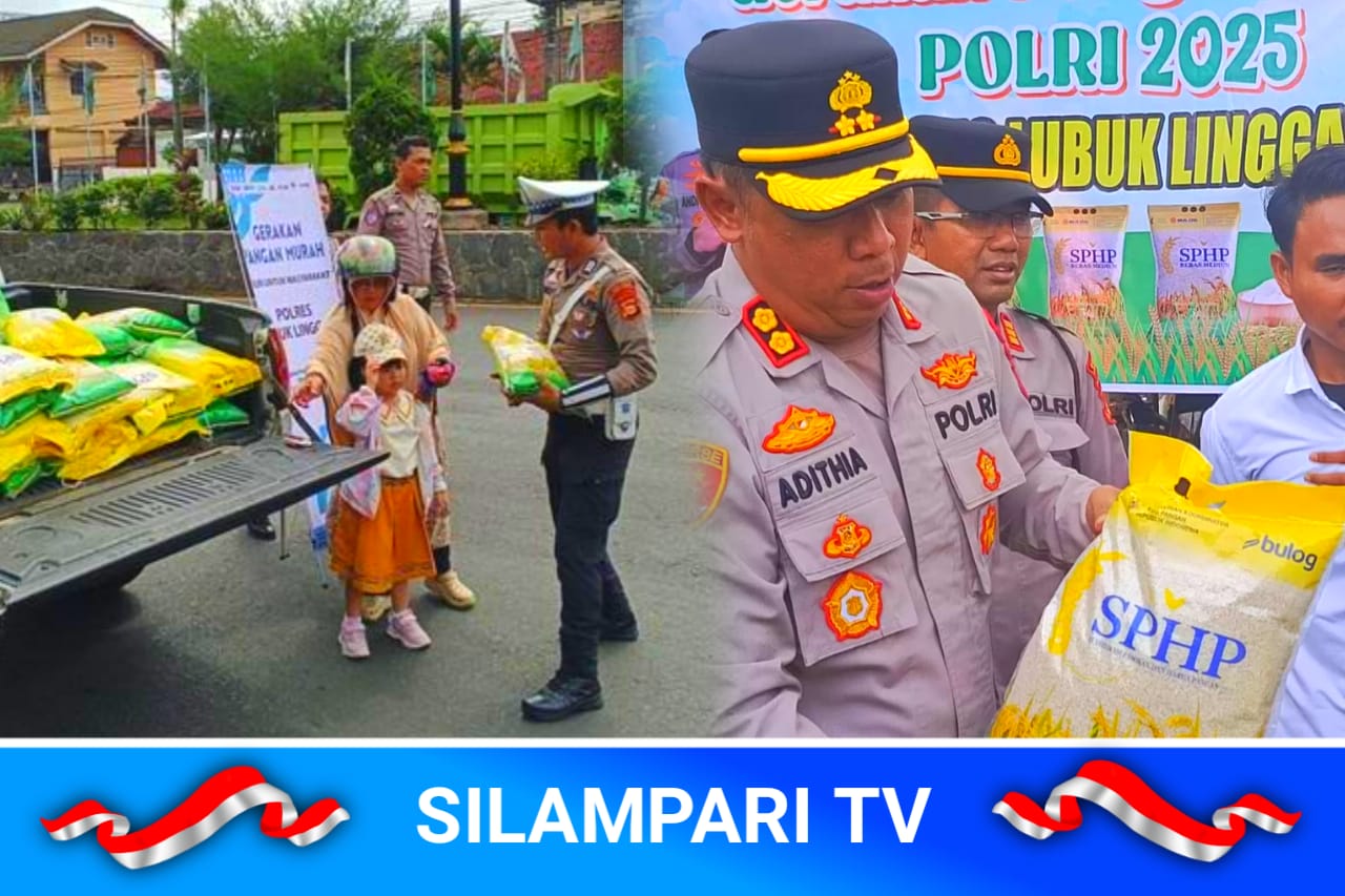 Aksi Unik Polantas Lubuklinggau, Jadi Pedagang Beras SPHP di Simpang RCA.