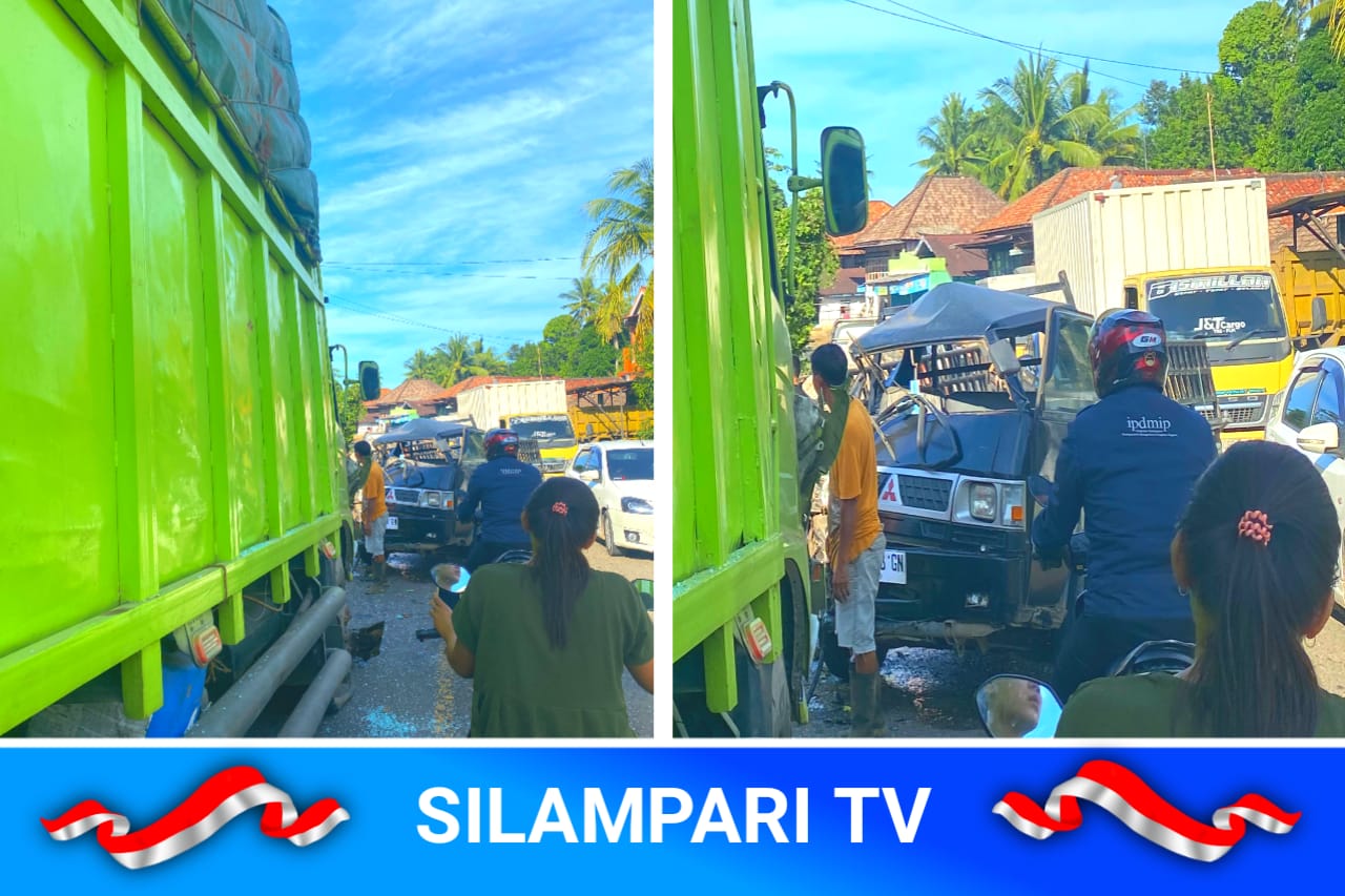Jalan Rusak Jadi Biang, Mobil Pick Up Tabrak Truk Fuso di Desa Suro Musi Rawas.