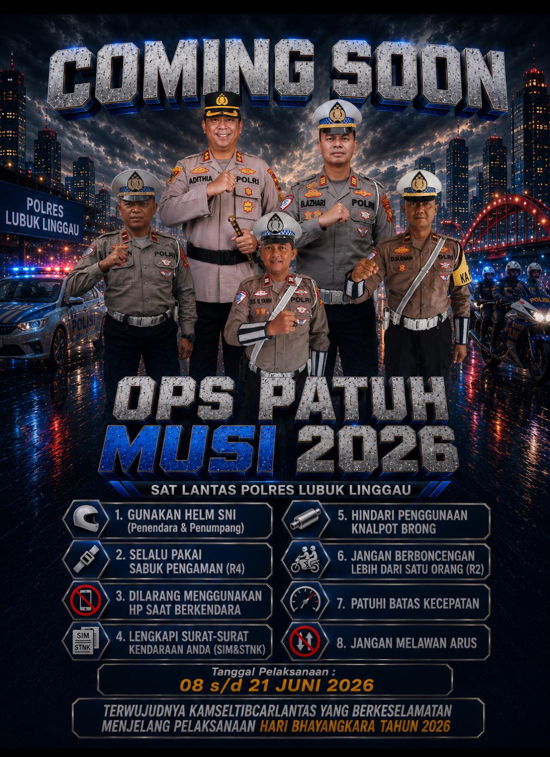 Segera ! Satlantas Polres Lubuklinggau Gelar Operasi Patuh Musi 2026 