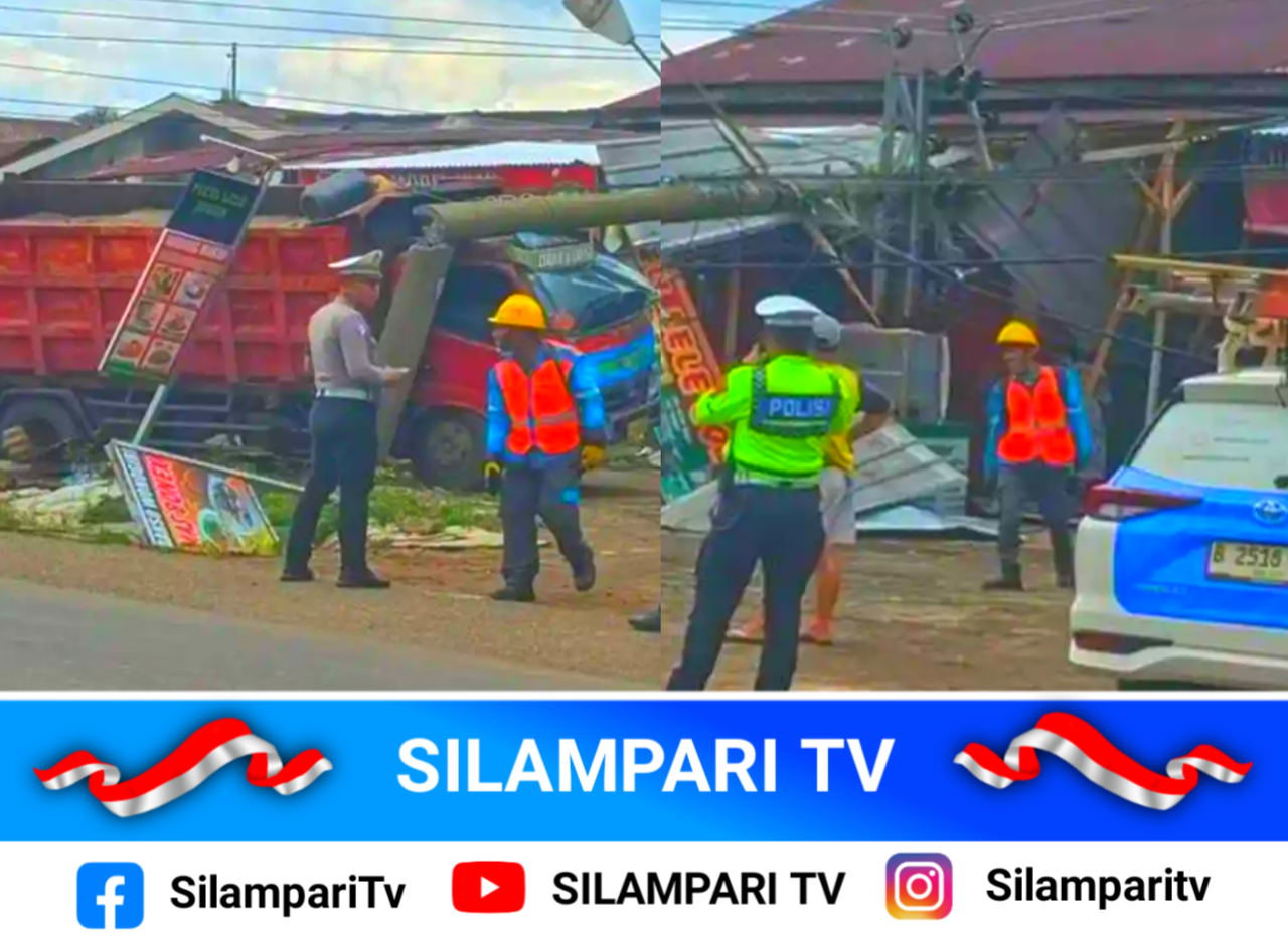 Kecelakaan Tunggal di Jalinsum Musi Rawas, Dump Truk Tabrak Tiang Listrik