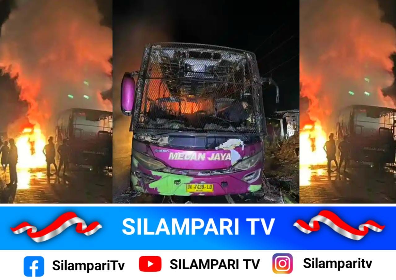 Bus Tujuan Medan Terbakar Hebat di Muratara, Dugaan Api Berasal Dari Mesin