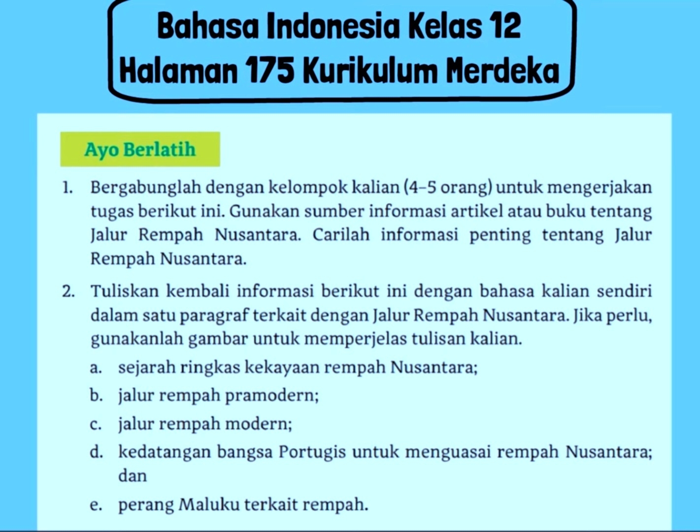 Kunci Jawaban Bahasa Indonesia Kelas 12 SMA Halaman 175