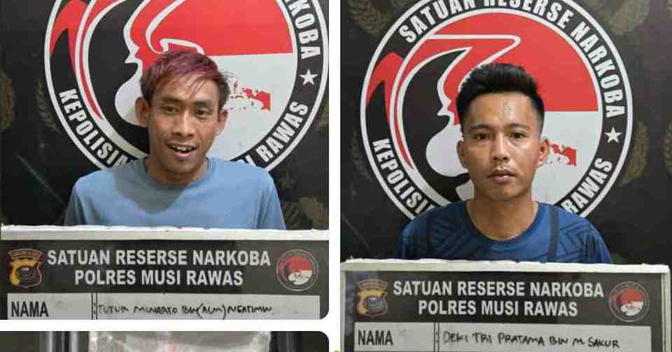 Dua Pengedar Narkoba Ditangkap di Musi Rawas, Sempat Buang Barang Bukti ke Parit