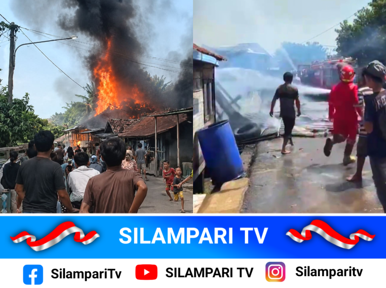 Kebakaran Besar Gegerkan Warga Desa Bumi Ayu, Damkar dan Masyarakat Berjuang Padamkan Api