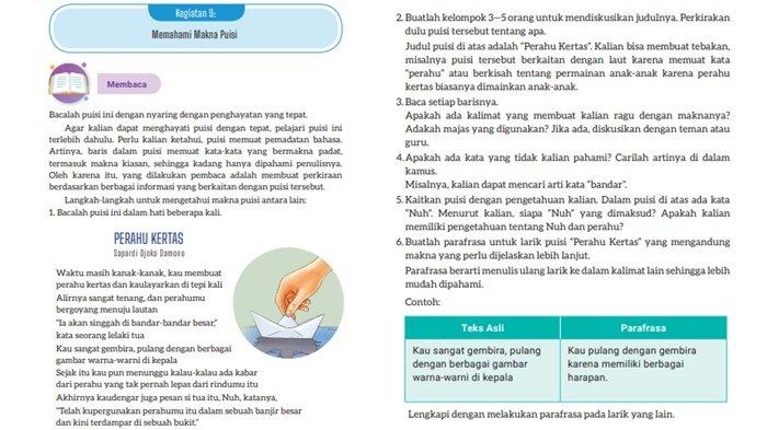 Kunci Jawaban Bahasa Indonesia Kelas 9 SMP Halaman 147-149 Kurikulum Merdeka: Memahami Makna Puisi