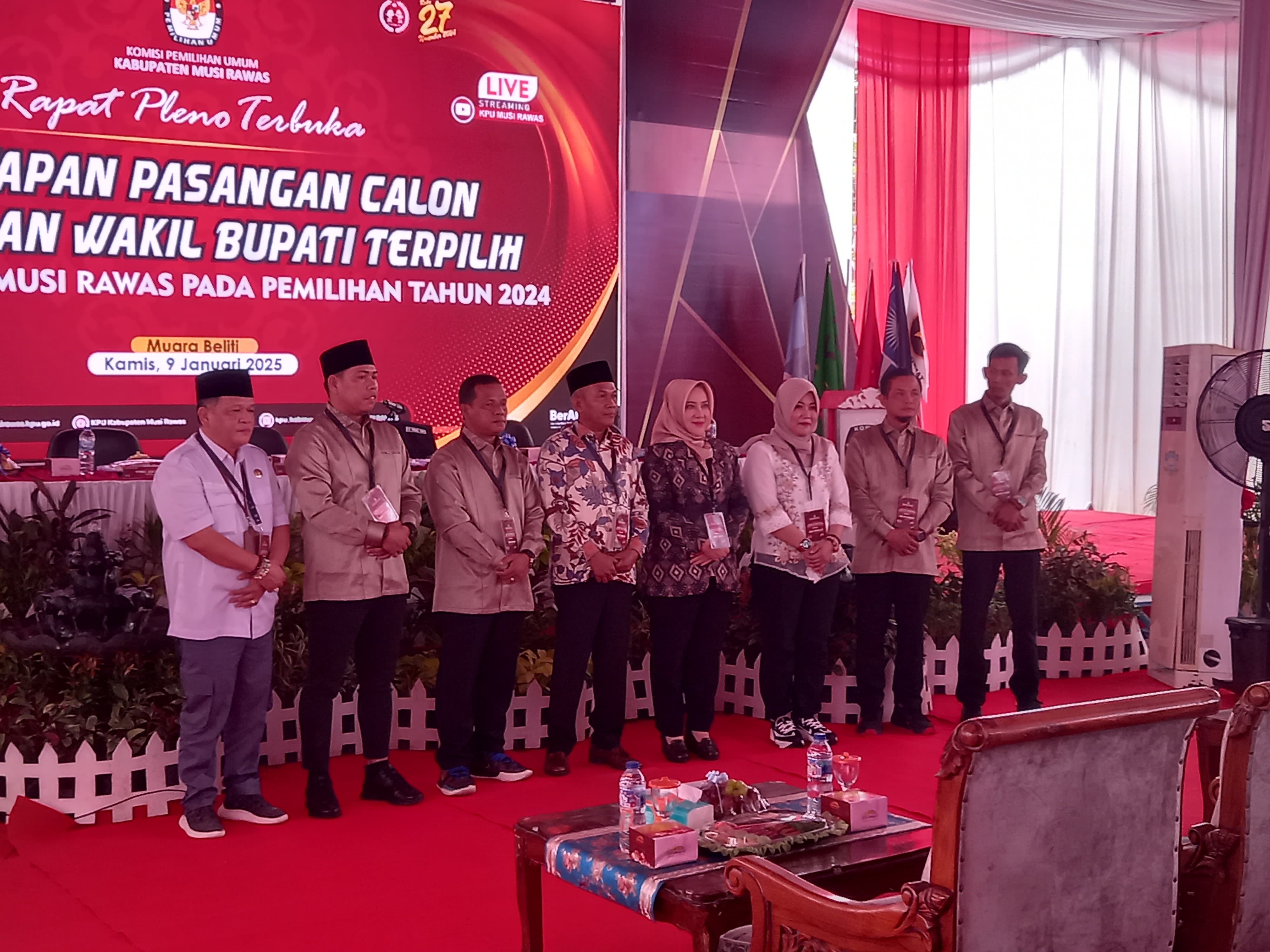 KPU Musi Rawas Tetapkan Pasangan calon Bupati dan Wakil Bupati terpilih periode 2025–2030