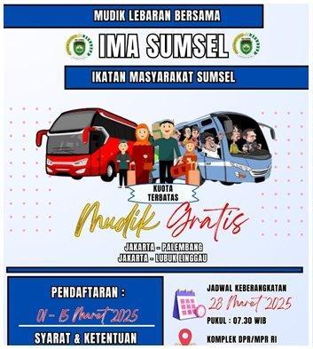 IMA Sumsel Gelar Mudik Gratis Lebaran 2025, Berikut Jadwal, Syarat, dan Cara Daftarnya