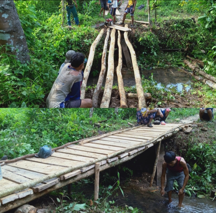 Gotong Royong Bangun Jembatan Pertanian di Wilayah Bukit Kemiri Desa Taba Remanik