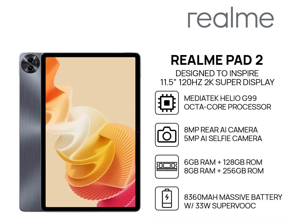 Realme Pad 2, Tablet Android Unggulan Multimedia dengan Resolusi 2K