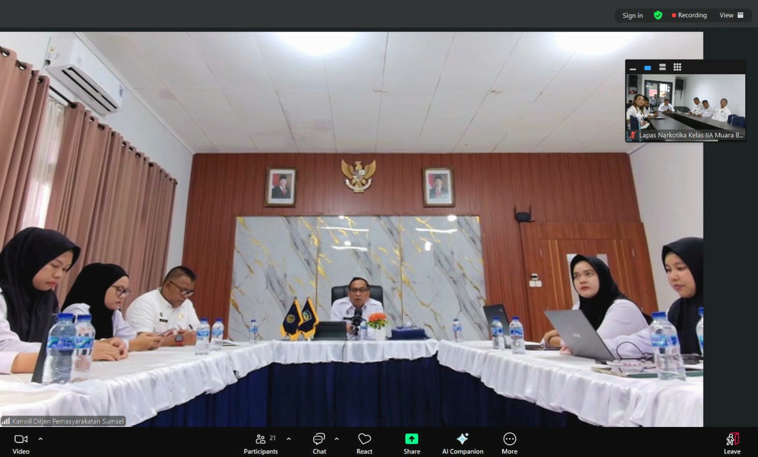 Perkuat Layanan Hukum, Kalapas Narkotika Muara Beliti Ikuti Rapat Zoom Persiapan MoU–PKS LCC Antar-UPT