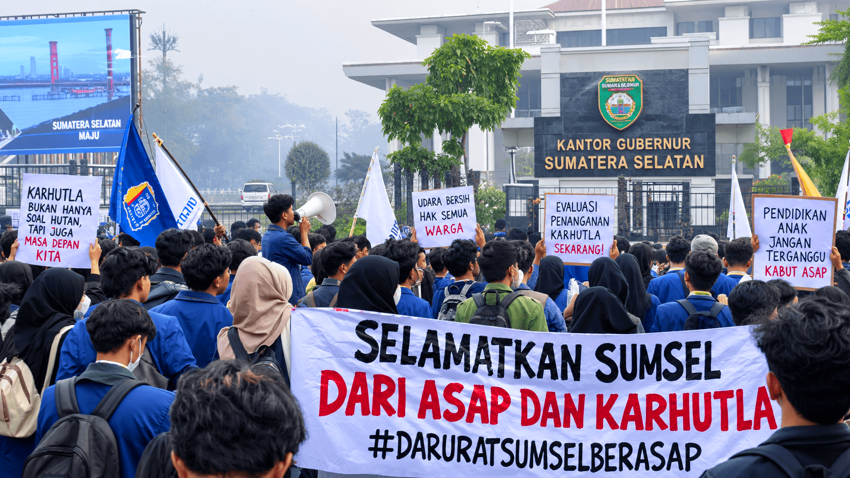 Mahasiswa Bergerak Soroti Kabut Asap Sumsel, Transparansi Dana Rp100 Miliar Dituntut