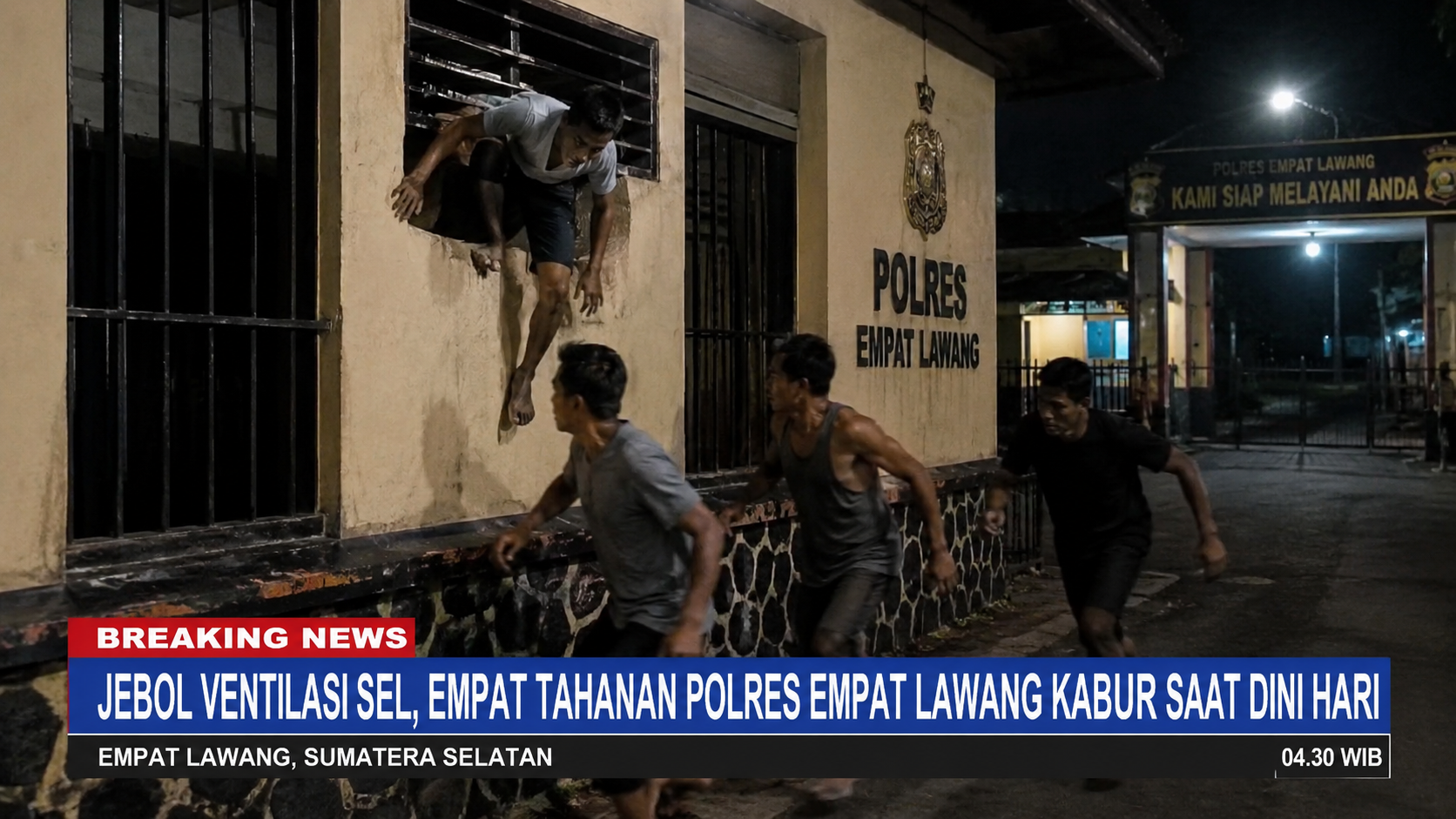 Jebol Ventilasi Sel, Empat Tahanan Polres Empat Lawang Kabur Saat Dini Hari