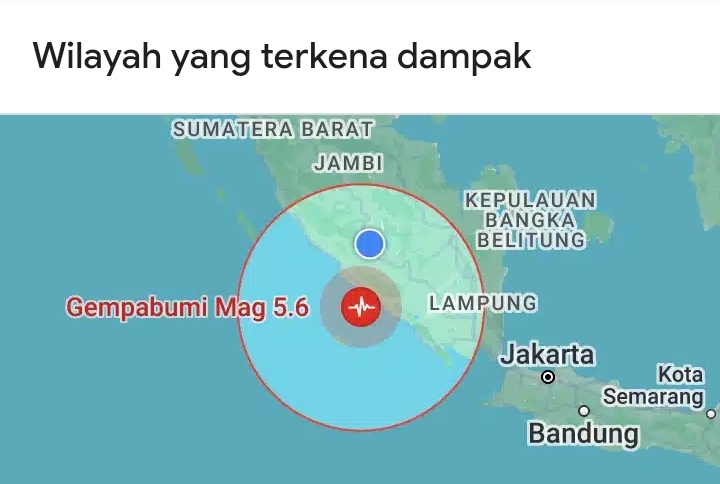 BREAKING NEWS! Gempa Bumi di Bengkulu Selatan Terasa Hingga Lubuklinggau, Kekuatan Gempa 5,6 SR