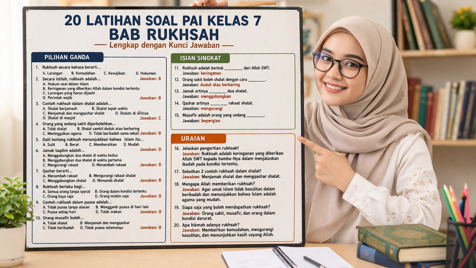 20 Latihan Soal PAI Kelas 7 Bab Rukhsah Lengkap dengan Kunci Jawaban