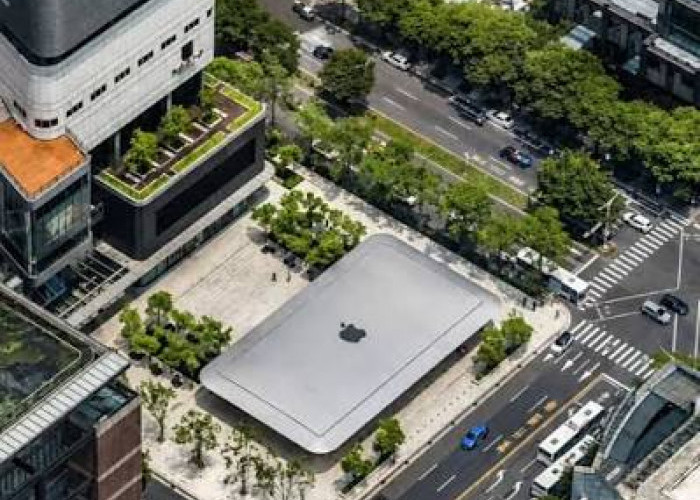 Unik! Apple Bangun Toko Berbentuk MacBook Raksasa di Taipei, Jadi Ikon Arsitektur Modern