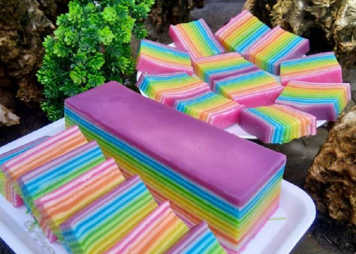 Resep Kue Lapis Tepung Beras Warna-Warni, Teksturnya Lembut Kenyal