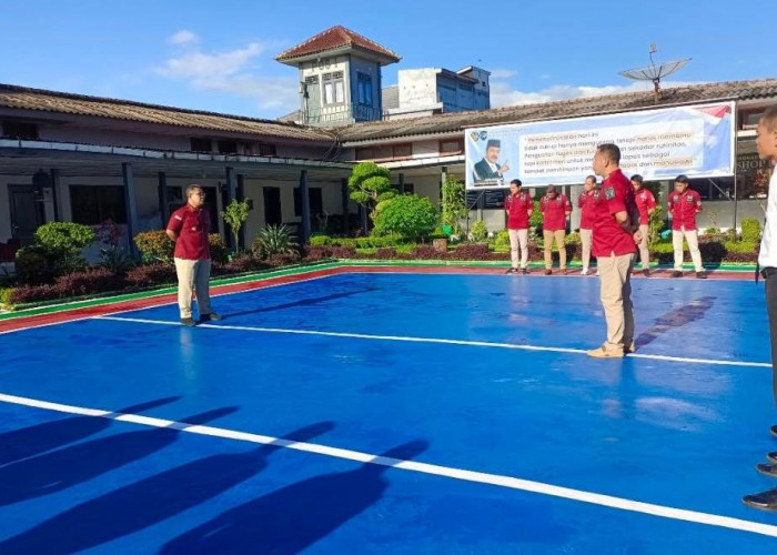Lapas Lubuk Linggau Lakukan Penanggalan Atribut dan Logo Lama Saat Apel Pagi Pegawai