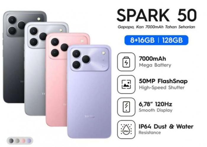 Tecno Spark 50 Resmi Meluncur di Indonesia, Usung Baterai 7.000 mAh dan Kamera AI 50 MP