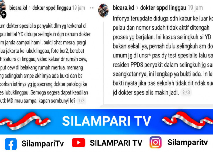 Dugaan Perselingkuhan Dokter Spesialis di Lubuklinggau Heboh di Media Sosial