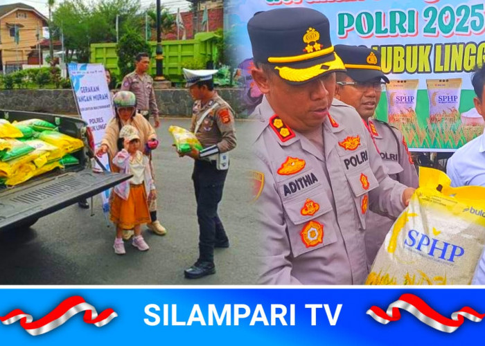 Aksi Unik Polantas Lubuklinggau, Jadi Pedagang Beras SPHP di Simpang RCA.