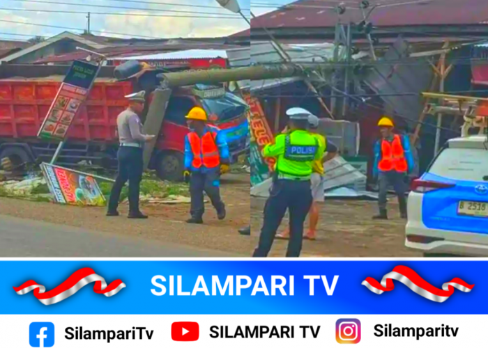 Kecelakaan Tunggal di Jalinsum Musi Rawas, Dump Truk Tabrak Tiang Listrik