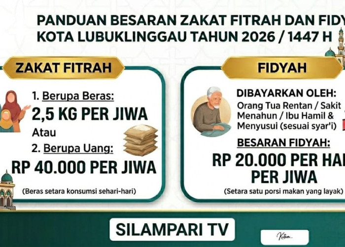 BAZNAS Kota Lubuk Linggau Tetapkan Besaran Zakat Fitrah dan Fidyah Tahun 1447 H / 2026 M