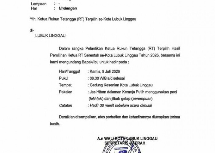 Segera ! Pelantikan Ketua RT Terpilih Sekota Lubuklinggau : Berikut Jadwal & Tata Tertib Yang Harus Dipatuhi 