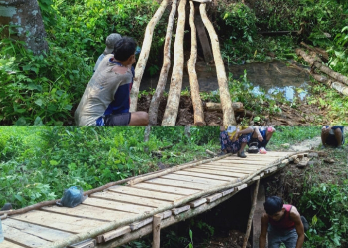 Gotong Royong Bangun Jembatan Pertanian di Wilayah Bukit Kemiri Desa Taba Remanik