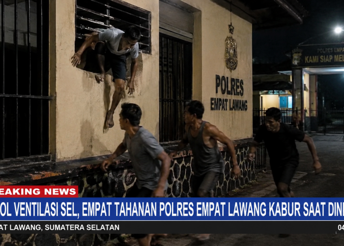 Jebol Ventilasi Sel, Empat Tahanan Polres Empat Lawang Kabur Saat Dini Hari