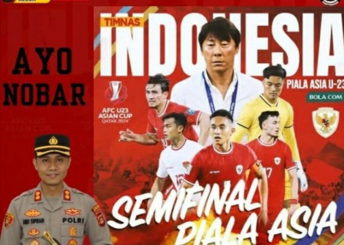 Gelar Nobar Piala Asia U-23 Indonesia Vs Ubekiztan DiMabes Polres Musi Rawas