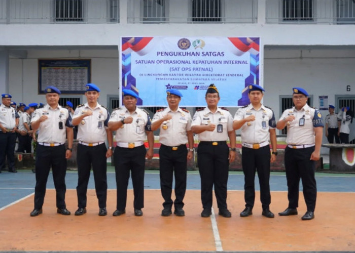 Penguatan Keamanan dan Integritas, Lapas Lubuklinggau Ikuti Pengukuhan Satopspatnal di Palembang