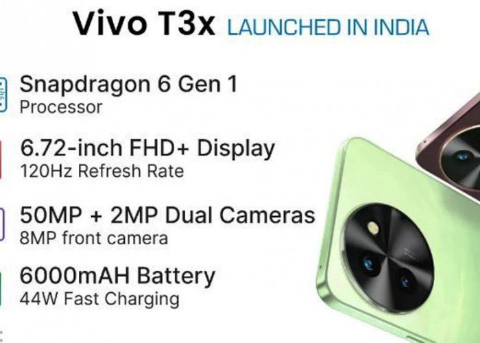 Meluncur dengan Snapdragon 6 Gen 1 dan Baterai Jumbo, Ini dia Spesifikasi HP Vivo T3X 5G