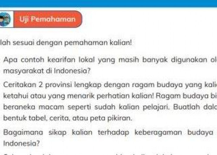 Kunci Jawaban Uji Pemahaman IPAS Kelas 4 SD Halaman 170 Kurikulum Merdeka