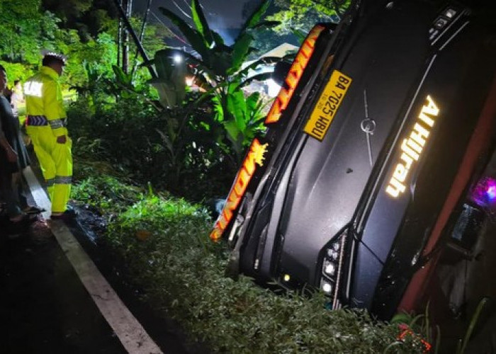 Bus PO Anugerah Terjun ke Jurang di Lahat, Evakuasi Dilakukan Dini Hari